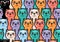 Olorful seamless pattern with cute and funny cats.