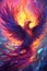 Oloring page for adults, strong mythological monster phoenix.Generative AI