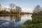 Olse river near Karvina city in Czech republic during nice autumn day