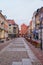 Olsztyn, Poland 2017. 11. 30. main square of the Old Town, ghotic town hall in Olsztyn old city. Old central city street.