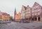 Olsztyn, Poland 2017. 11. 30. main square of the Old Town, ghotic town hall in Olsztyn old city. Old central city street.