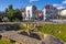 Olsztyn, Poland - Archeological excavation site at the High Gate and Jednosci Slowianskiej square in historical quarter of Olsztyn