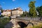 Olsztyn, Poland - Bridge over the Lyna river in historical quarter of Olsztyn old town