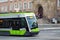 OLSZTYN, POLAND - DECEMBER 31, 2018: Modern passenger tram moving on rails in the historical part of the Olsztyn city