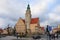 OLSZTYN, POLAND - DECEMBER 31, 2018: Winter view of the New Town Hall in historical part of city at John Paul II Square. Was built