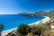 Oludeniz lagoon in sea landscape view of beach