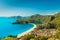 Oludeniz lagoon in sea landscape view of beach