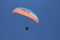 Oludeniz, Turkey - July 10, 2012: man flying in parachute in blue summer sky