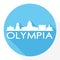 Olympia Washington Capital USA Round Icon Vector Art Flat Shadow Design Skyline City Silhouette Template Logo
