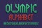 Olympic alphabet. Green 3d letters font. Isolated english alphabet