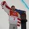 Olympic champion Shaun White celebrates victory in the men`s snowboard halfpipe final at the 2018 Winter Olympics