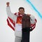 Olympic champion Shaun White celebrates victory in the men`s snowboard halfpipe final at the 2018 Winter Olympics