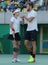 Olympic champions Jack Sock and Bethanie Mattek-Sands of United States in action during mixed doubles final of the Rio 2016