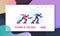 Olympic Games Speed Skaters Competing Website Landing Page. Sportsman and Sportswoman in Sportswear
