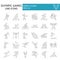 Olympic games thin line icon set, sport symbols collection, vector sketches, logo illustrations, sportsman signs linear