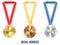 Olympic Medal with Ribbon Set, Vector Illustration