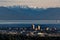 Olympic Mountains and Downtown Victoria from Mount Doug; Victoria; Vancouver Island; BC Canada