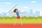 Olympic Sport with Woman Throwing Javelin or Spear Vector Illustration