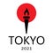 Olympic torch the background of the Japanese flag