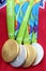 Olympics gold and silver medals won by swimmer Simone Manuel presented during Arthur Ashe Kids Day 2016