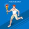 Olympics Paralympics Torchbearer Relay Running Men Summer Games Icon Set.Speed Concept.3D Isometric Athlete.Sporting Competition