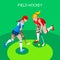 Olympics and ParalympiField Hockey Summer Games 3D Isometric Vector Illustration