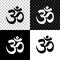 Om or Aum Indian sacred sound icon on black, white and transparent background. Symbol of Buddhism and Hinduism religion
