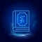 Om book symbol neon icon. Blue neon vector icon. Smoke effect blue background