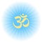 Om sign. Vector sacral icon. Gloss and shine. Meditation symbol. Yoga