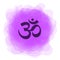 Om sign. Vector sacral icon. Purple smoky circle. Symbol. Meditation. Yoga