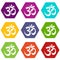 Om symbol hinduism icons set 9 vector