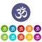 Om symbol hinduism icons set vector color