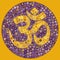 OM Symbol Purple Yellow Mandala Mosaic in Circle