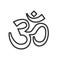 Om symbol thin line icon. Vector calligraphic illustration. Yoga hindu symbol
