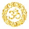 Om symbol Yoga or Pranava of floral frame isolated on white background