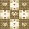 Oma`s quilt, collage for a quilt,brown and beige with hearts and floral textures