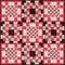 Oma`s quilt, collage for a quilt, red and beige with checkers