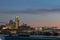 Omaha Nebraska downtown skyline at dusk.