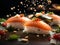 Omakase, Japanese cuisine, sushi roll, nigiri, and sashimi, cinematic advertising