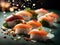 Omakase, Japanese cuisine, sushi roll, nigiri, and sashimi, cinematic advertising
