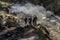 Omalo, Georgia. Workers remove the landslide on the mountain road. Tusheti