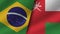 Oman and Brazil Realistic Two Flags Together