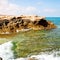 in oman coastline sea ocean gulf rock and beach relax near sky