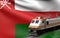 Oman flag with speed train 3d rendering