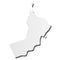 Oman - grey 3d-like silhouette map of country area with dropped shadow. Simple flat vector illustration