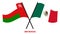 Oman and Mexico Flags Crossed And Waving Flat Style. Official Proportion. Correct Colors