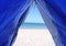 Oman, Musandam Beach, Blue Tent on Beach