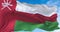 Oman national flag waving on a clear day, seamless animation and slow motion perfect loop, close up view, 4K video