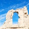 in oman the old abandoned village arch house and cloudy sky