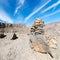 in oman the old mountain gorge and canyon the deep cloudy sky